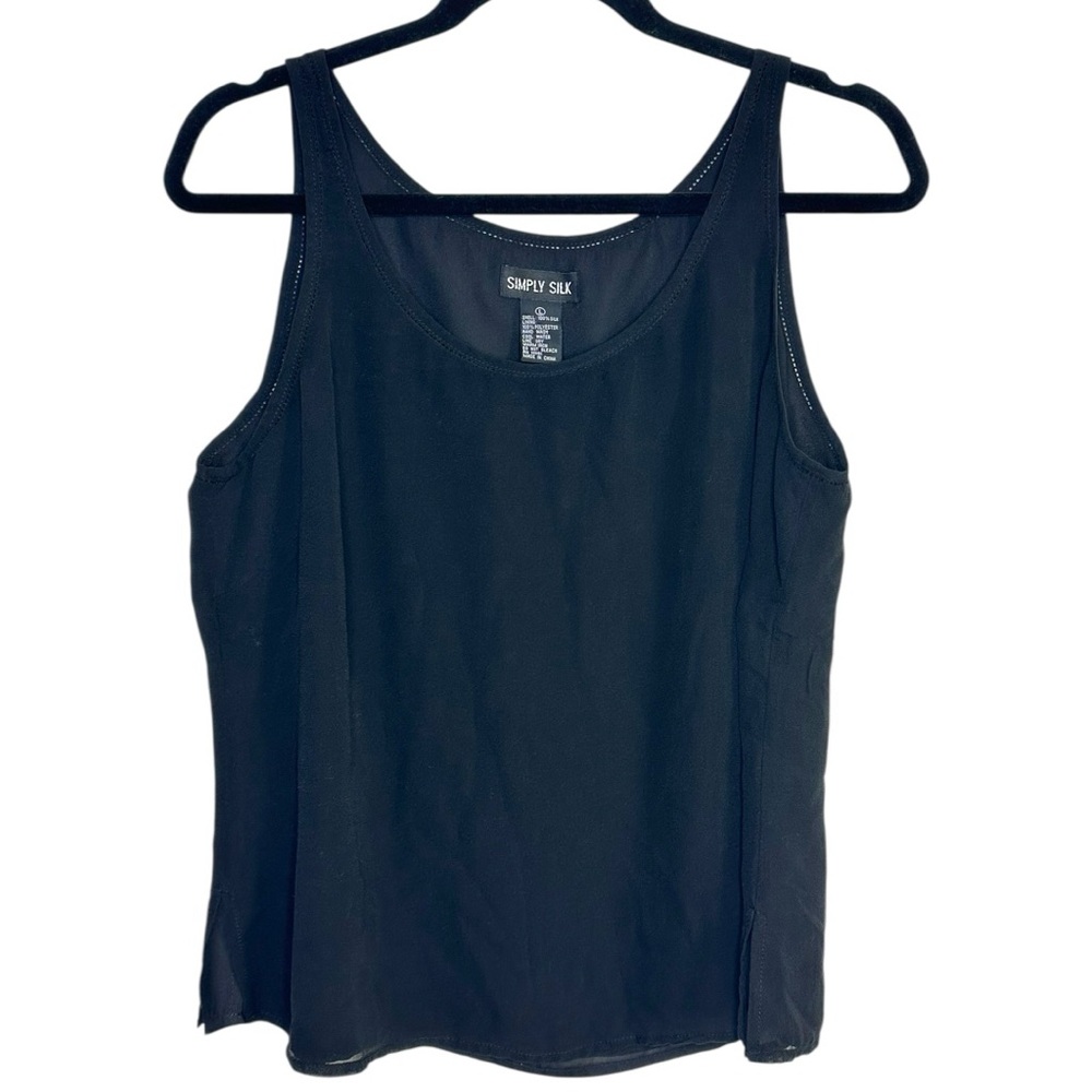 Simply Silk 100% Silk Black Cami Tank Size Large